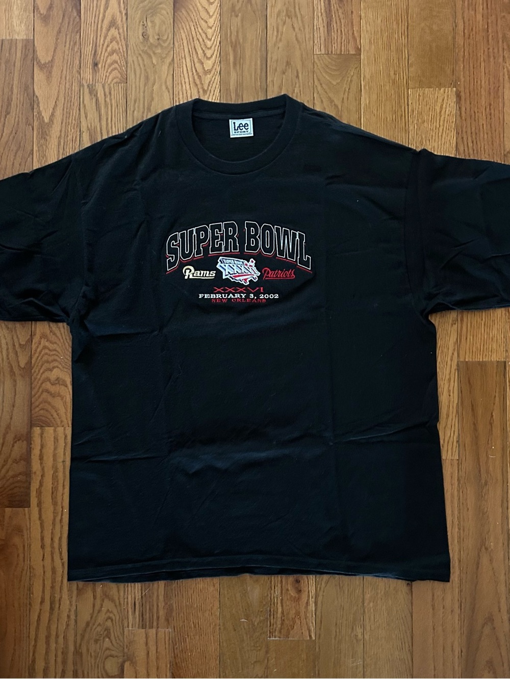 Super Bowl XXXVI 2002 St Louis Rams Vs New England Patriots Lee T-Shirt Size XL